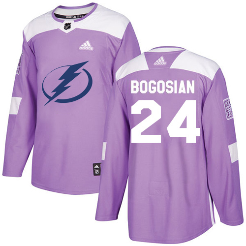 Adidas Tampa Bay Lightning 24 Zach Bogosian Purple Authentic Fights Cancer Youth Stitched NHL Jersey
